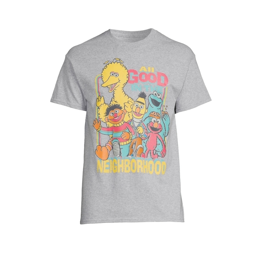Sesame Street Men's All Good In The Neighborhood Vintage Distressed Tee T-Shirt